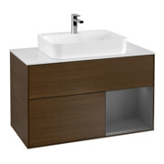 V&B Waschtischunterschrank Wandbeleuchtung Finion 100, Pl w m, Reg re Anthrac. m, wal ven