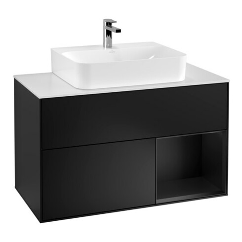 V&B Waschtischunterschrank Wandbeleuchtung Finion 100, Pl w m, Reg re bla m Lac, bla m Lac