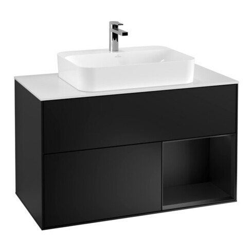 V&B Waschtischunterschrank Wandbeleuchtung Finion 100, Pl w m, Reg re bla m Lac, bla m Lac