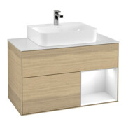 V&B Waschtischunterschrank Wandbeleuchtung Finion 100, Pl w m, Reg re glo wh. Lac, Oa ven