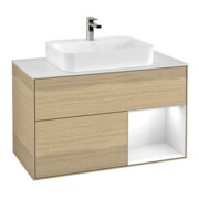 V&B Waschtischunterschrank Wandbeleuchtung Finion 100, Pl w m, Reg re glo wh. Lac, Oa ven