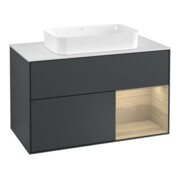 V&B Waschtischunterschrank Wandbeleuchtung Finion 100, Pl w m, Reg re Oa ven, md bl. m Lac