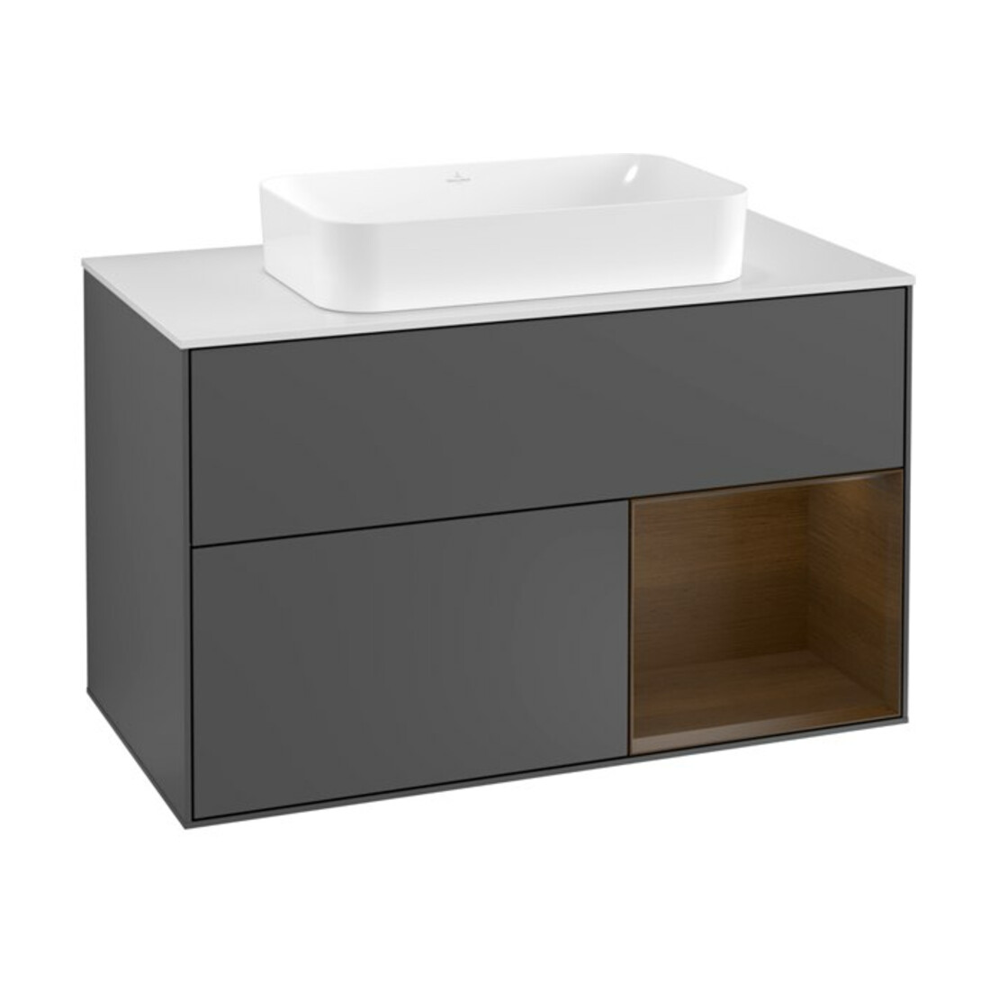 V&B Waschtischunterschrank Wandbeleuchtung Finion 100, Pl w m, Reg re wal ven, Anthrac. m