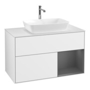 V&B Waschtischunterschrank Wandbeleuchtung Finion 100, Pl w m, Rg A m Lac, glo wh. Lac