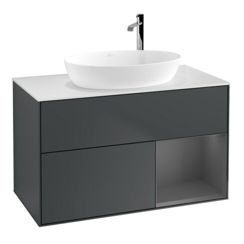 V&B Waschtischunterschrank Wandbeleuchtung Finion 100, Pl w m, Rg A m Lac, md bl. m Lac