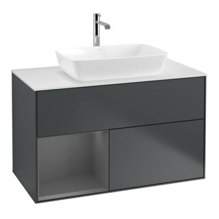 V&B Waschtischunterschrank Wandbeleuchtung Finion 100, Pl w m, Rg A m Lac, md bl. m Lac