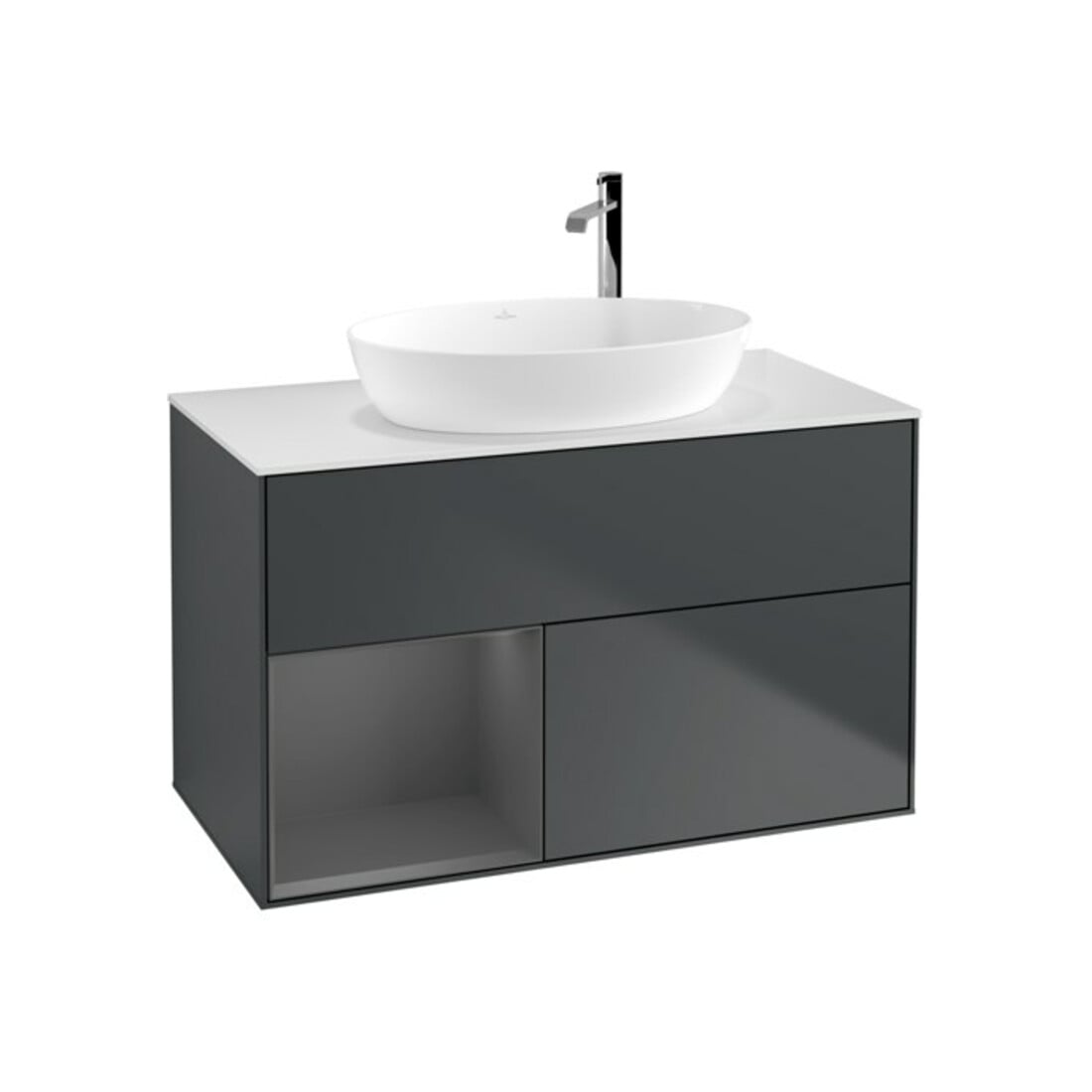 V&B Waschtischunterschrank Wandbeleuchtung Finion 100, Pl w m, Rg A m Lac, md bl. m Lac