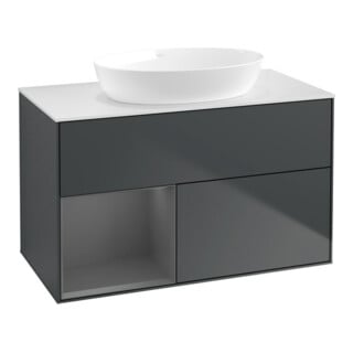 V&B Waschtischunterschrank Wandbeleuchtung Finion 100, Pl w m, Rg A m Lac, md bl. m Lac