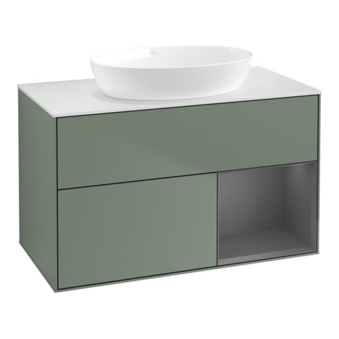 V&B Waschtischunterschrank Wandbeleuchtung Finion 100, Pl w m, Rg A m Lac, Oli. m Lac