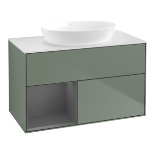 V&B Waschtischunterschrank Wandbeleuchtung Finion 100, Pl w m, Rg A m Lac, Oli. m Lac