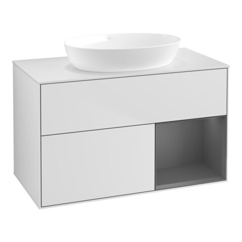 V&B Waschtischunterschrank Wandbeleuchtung Finion 100, Pl w m, Rg A m Lac, wh. m Lac