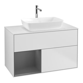 V&B Waschtischunterschrank Wandbeleuchtung Finion 100, Pl w m, Rg A m Lac, wh. m Lac
