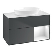 V&B Waschtischunterschrank Wandbeleuchtung Finion 100, Pl w m, Rg g wh. Lac, md bl. m Lac