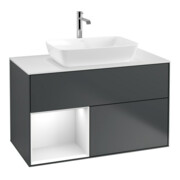 V&B Waschtischunterschrank Wandbeleuchtung Finion 100, Pl w m, Rg g wh. Lac, md bl. m Lac