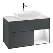 V&B Waschtischunterschrank Wandbeleuchtung Finion 100, Pl w m, Rg g wh. Lac, md bl. m Lac