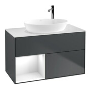 V&B Waschtischunterschrank Wandbeleuchtung Finion 100, Pl w m, Rg g wh. Lac, md bl. m Lac