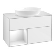 V&B Waschtischunterschrank Wandbeleuchtung Finion 100, Pl w m, Rg glo wh. Lac, glo wh. Lac