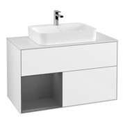 V&B Waschtischunterschrank Wandbeleuchtung Finion 100, Pl w m, Rg l A m, glo wh. Lac
