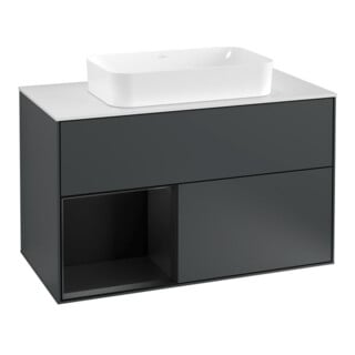 V&B Waschtischunterschrank Wandbeleuchtung Finion 100, Pl w m, Rg l b m Lac, md bl. m Lac