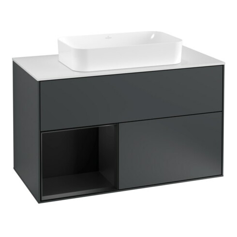 V&B Waschtischunterschrank Wandbeleuchtung Finion 100, Pl w m, Rg l b m Lac, md bl. m Lac
