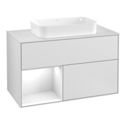 V&B Waschtischunterschrank Wandbeleuchtung Finion 100, Pl w m, Rg l glo wh. Lac, wh. m Lac