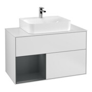 V&B Waschtischunterschrank Wandbeleuchtung Finion 100, Pl w m, Rg l md b m Lac, wh. m Lac