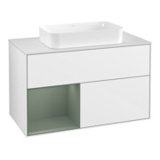 V&B Waschtischunterschrank Wandbeleuchtung Finion 100, Pl w m, Rg l Ol m Lac, glo wh. Lac