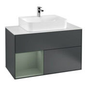 V&B Waschtischunterschrank Wandbeleuchtung Finion 100, Pl w m, Rg l Ol m Lac, md bl. m Lac