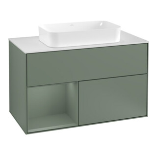 V&B Waschtischunterschrank Wandbeleuchtung Finion 100, Pl w m, Rg l Oli. m Lac, Oli. m Lac