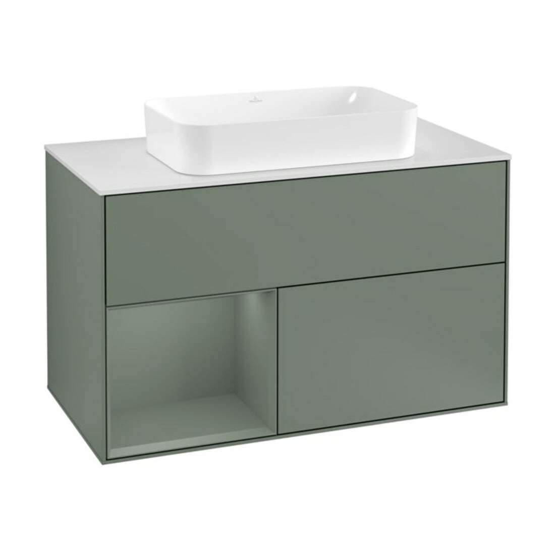V&B Waschtischunterschrank Wandbeleuchtung Finion 100, Pl w m, Rg l Oli. m Lac, Oli. m Lac