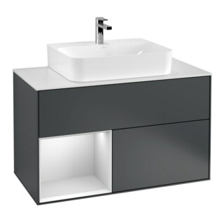 V&B Waschtischunterschrank Wandbeleuchtung Finion 100, Pl w m, Rg l w m Lac, md bl. m Lac