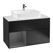 V&B Waschtischunterschrank Wandbeleuchtung Finion 100, Pl w m, Rg li Anthrac. m, bla m Lac