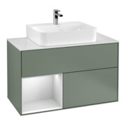 V&B Waschtischunterschrank Wandbeleuchtung Finion 100, Pl w m, Rg li wh. m Lac, Oli. m Lac