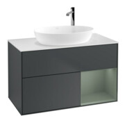 V&B Waschtischunterschrank Wandbeleuchtung Finion 100, Pl w m, Rg Oli. m Lac, md bl. m Lac