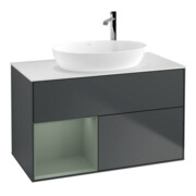 V&B Waschtischunterschrank Wandbeleuchtung Finion 100, Pl w m, Rg Oli. m Lac, md bl. m Lac