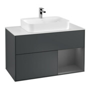V&B Waschtischunterschrank Wandbeleuchtung Finion 100, Pl w m, Rg r A m, md bl. m Lac