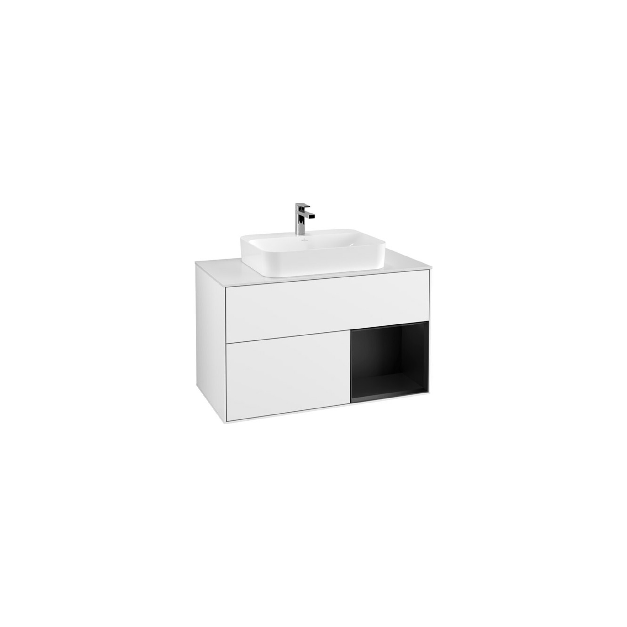 V&B Waschtischunterschrank Wandbeleuchtung Finion 100, Pl w m, Rg r bla m Lac, glo wh. Lac ; Villeroy & Boch