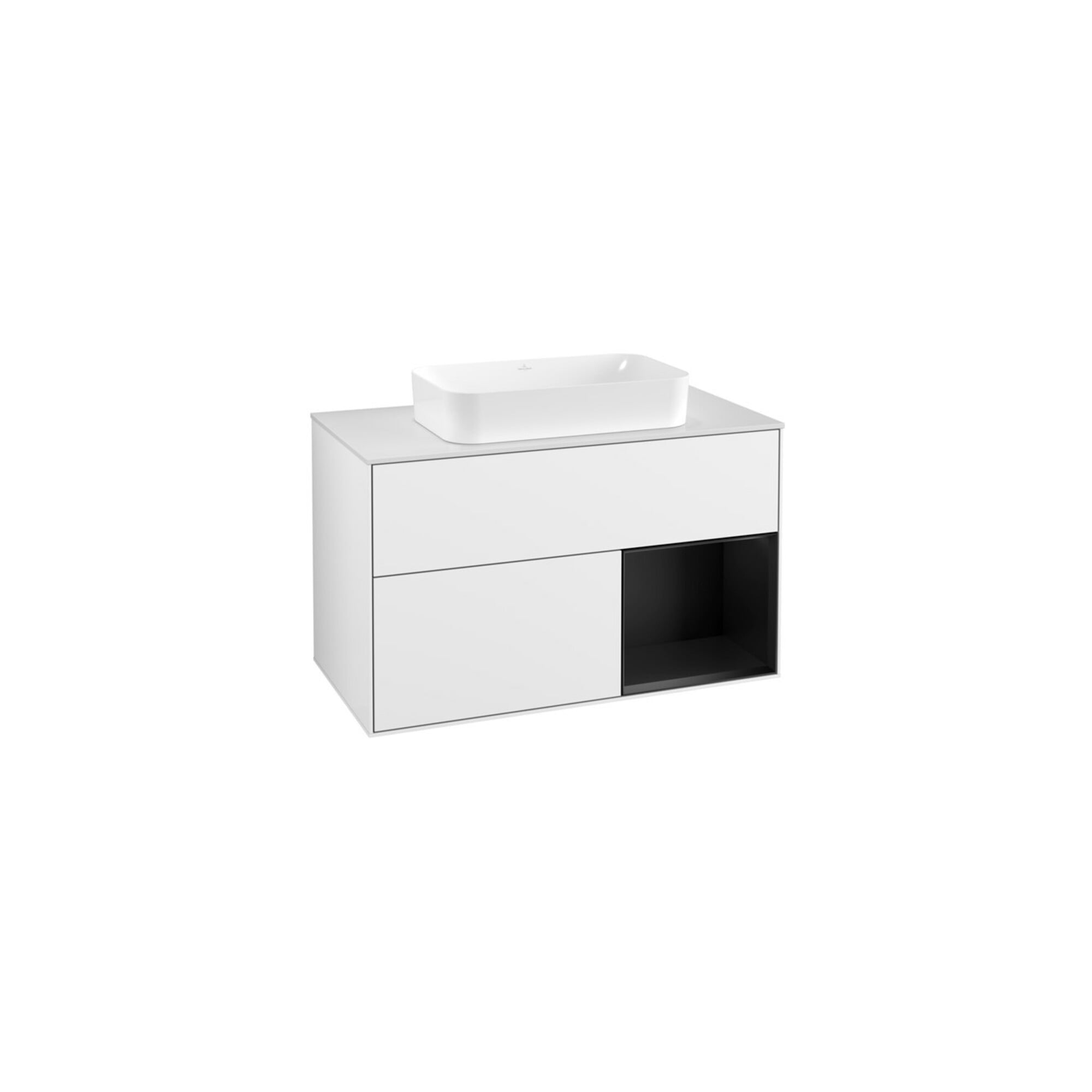 V&B Waschtischunterschrank Wandbeleuchtung Finion 100, Pl w m, Rg r bla m Lac, glo wh. Lac ; Villeroy & Boch