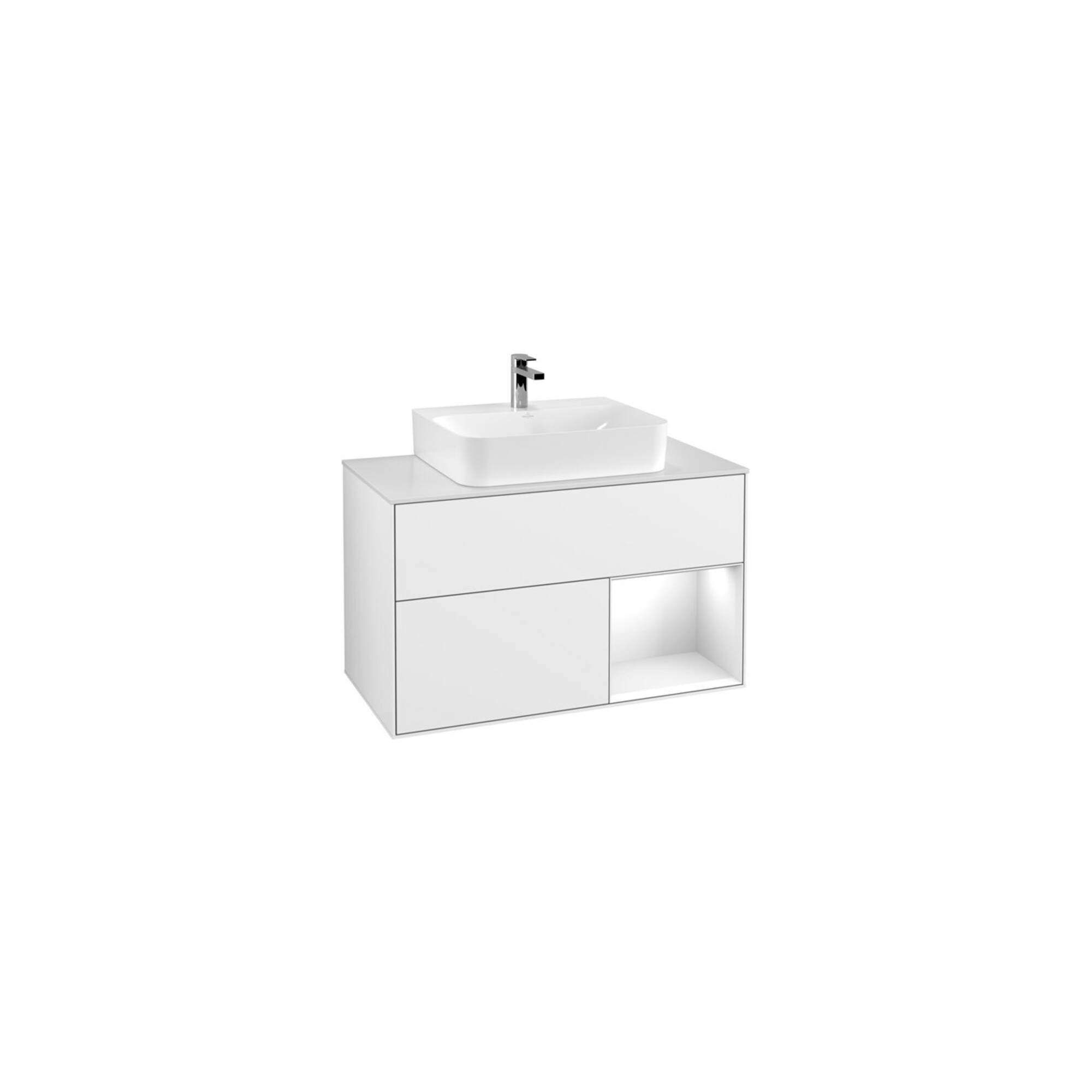 V&B Waschtischunterschrank Wandbeleuchtung Finion 100, Pl w m, Rg r g wh. Lac, glo wh. Lac ; Villeroy & Boch