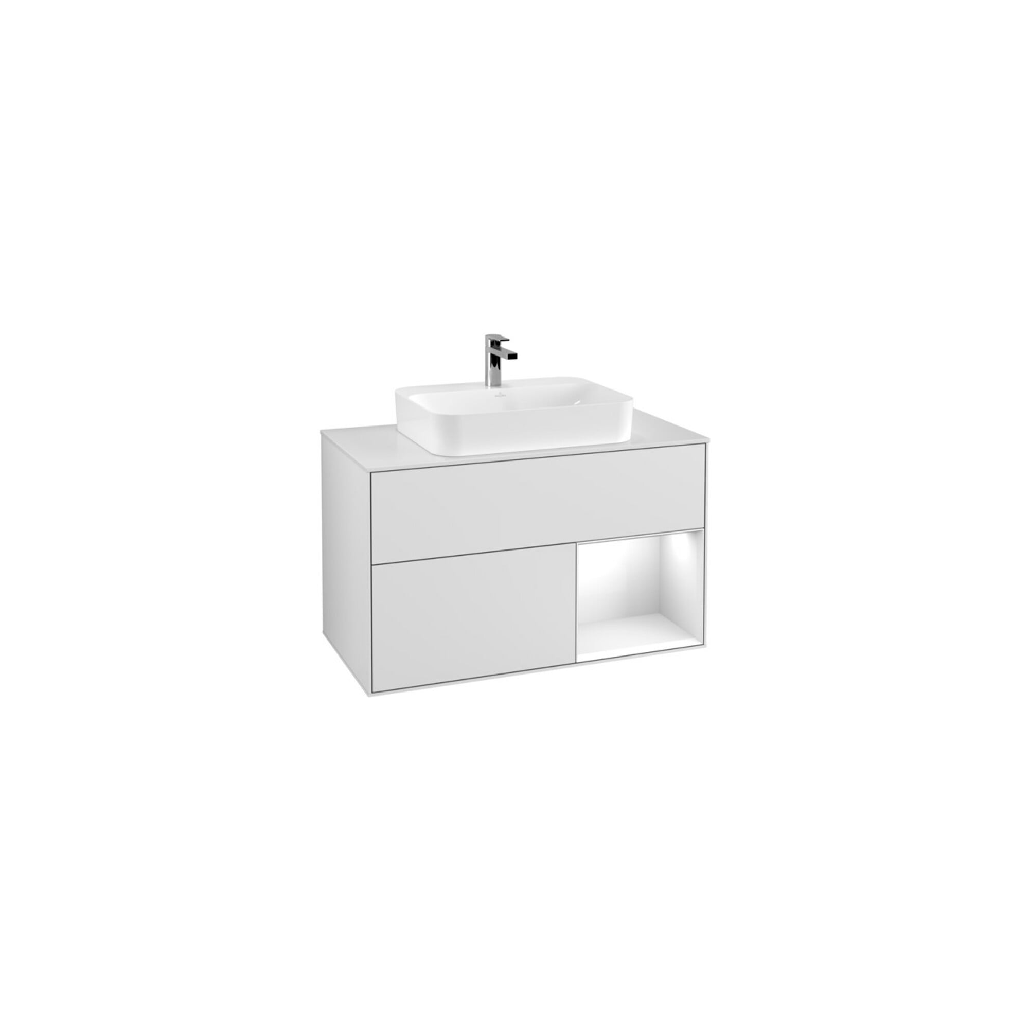 V&B Waschtischunterschrank Wandbeleuchtung Finion 100, Pl w m, Rg r glo wh. Lac, wh. m Lac ; Villeroy & Boch
