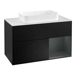 V&B Waschtischunterschrank Wandbeleuchtung Finion 100, Pl w m, Rg r md b m Lac, bla m Lac