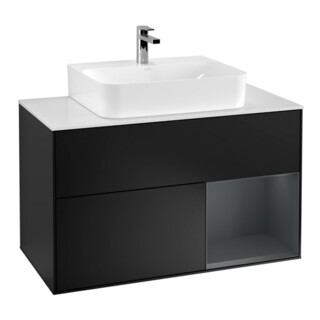 V&B Waschtischunterschrank Wandbeleuchtung Finion 100, Pl w m, Rg r md b m Lac, bla m Lac