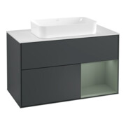 V&B Waschtischunterschrank Wandbeleuchtung Finion 100, Pl w m, Rg r Ol m Lac, md bl. m Lac
