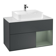 V&B Waschtischunterschrank Wandbeleuchtung Finion 100, Pl w m, Rg r Ol m Lac, md bl. m Lac