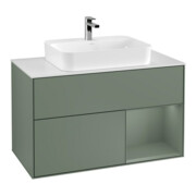 V&B Waschtischunterschrank Wandbeleuchtung Finion 100, Pl w m, Rg r Oli. m Lac, Oli. m Lac