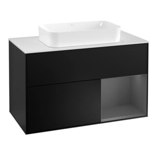 V&B Waschtischunterschrank Wandbeleuchtung Finion 100, Pl w m, Rg re Anthrac. m, bla m Lac