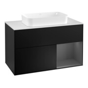 V&B Waschtischunterschrank Wandbeleuchtung Finion 100, Pl w m, Rg re Anthrac. m, bla m Lac