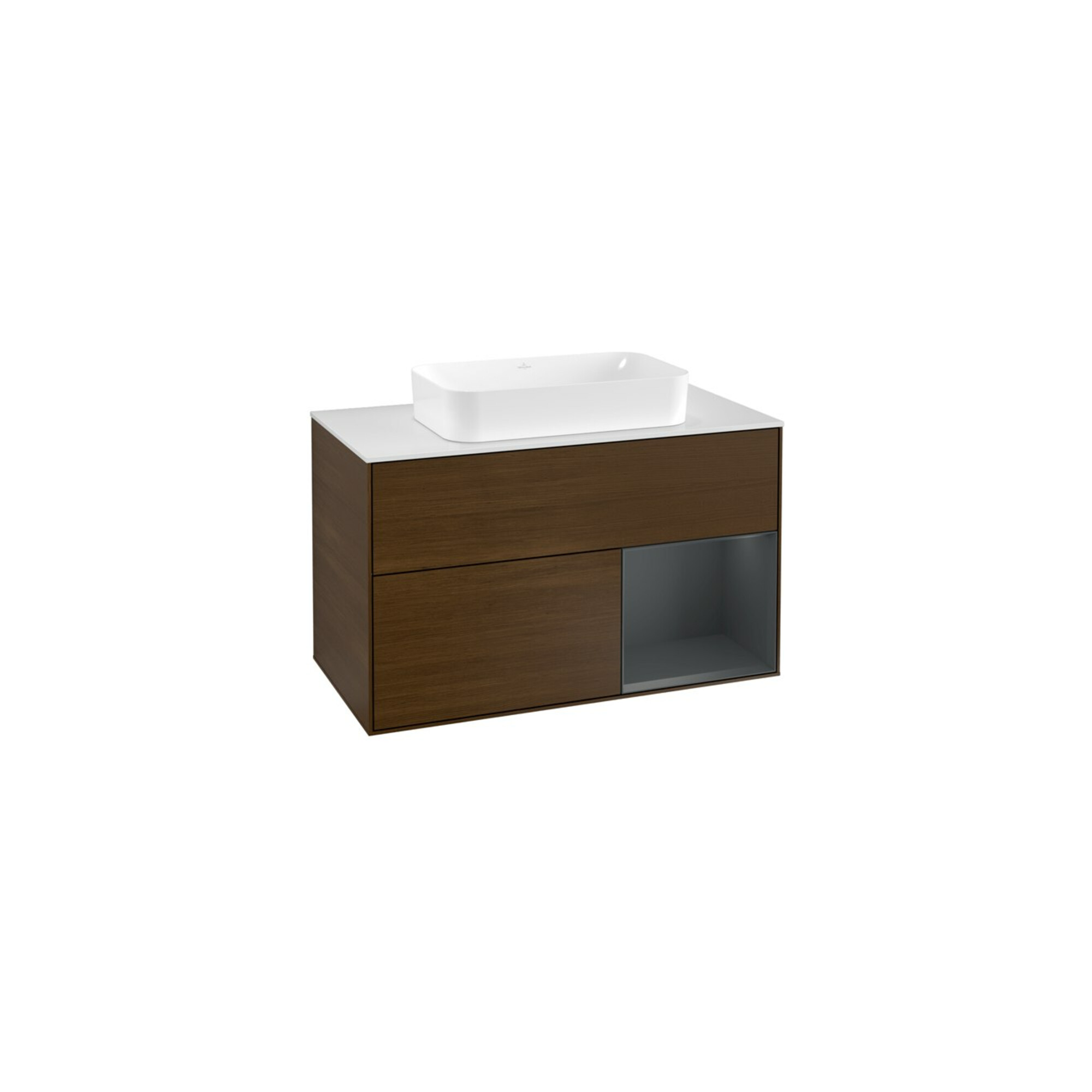 V&B Waschtischunterschrank Wandbeleuchtung Finion 100, Pl w m, Rg re md bl. m Lac, wal ven ; Villeroy & Boch