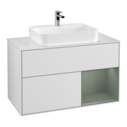 V&B Waschtischunterschrank Wandbeleuchtung Finion 100, Pl w m, Rg re Oli. m Lac, wh. m Lac
