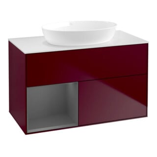 V&B Waschtischunterschrank Wandbeleuchtung Finion 100, Pl wh. m, Reg Anthrac. m Lac, Peo m